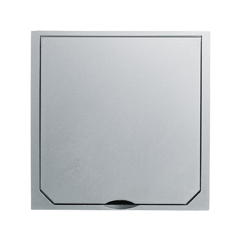 Couvercle ABL BOWA maxi 112x112 mm en zamak, finition acier inoxydable brossé
