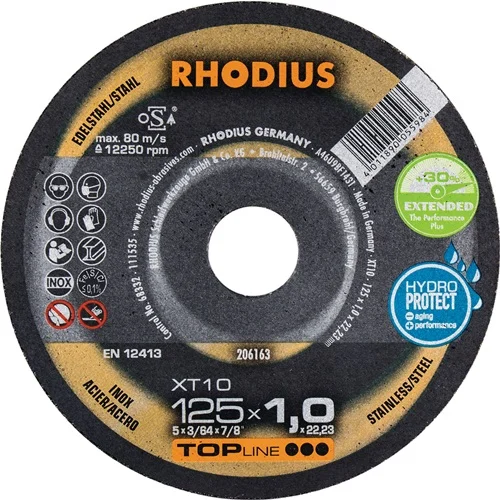 Disque de tronçonnage RHODIUS XT10 Ø 230 x 1,9 mm INOX 22,23 mm - 206263 — lot de 25 pièces