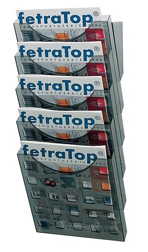helit the grid wall Porte-prospectus mural DIN A4 5 compartiments gris-transparent