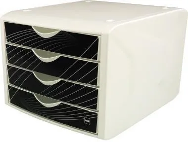 Boîte à tiroirs helit Chameleon H6129595 4 tiroirs A4/C4 black king