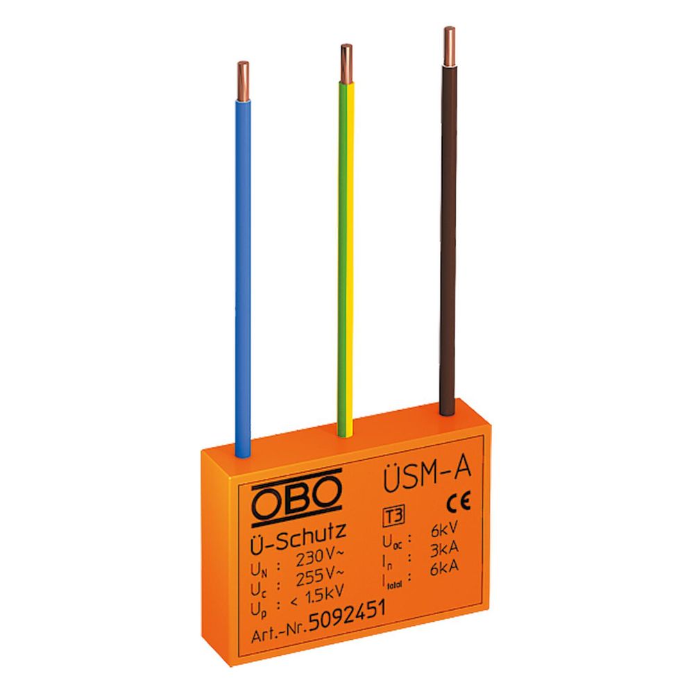 Module de protection contre les surtensions ÜSM-A OBO Bettermann, 230V, 255V, 1,3kV, signalisation acoustique