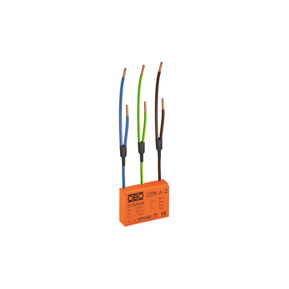 Module de protection contre les surtensions OBO Bettermann ÜSM-A-2, 230V, 1,3kV, prise murale, signalisation acoustique