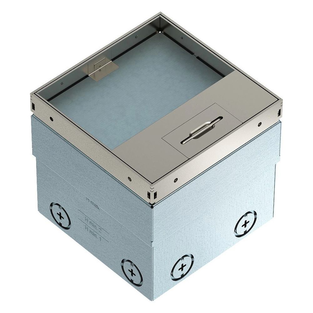 OBO Bettermann UDHOME2 GV15V prise de sol encastrable, avec découpe pour revêtement, 2 prises VDE, acier inoxydable (7368324)