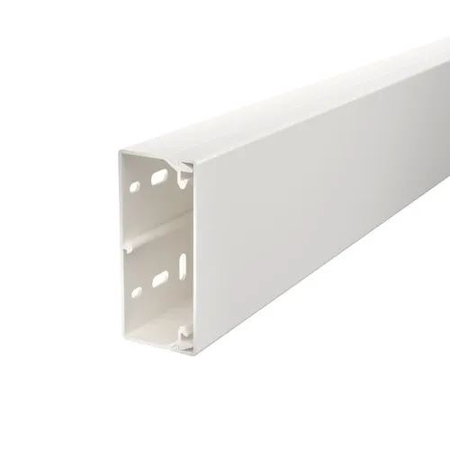 OBO Bettermann Goulotte murale et plafond WDK40090RW, avec perforation de fond, 40x90x2000 mm, PVC, blanc pur (6191142)