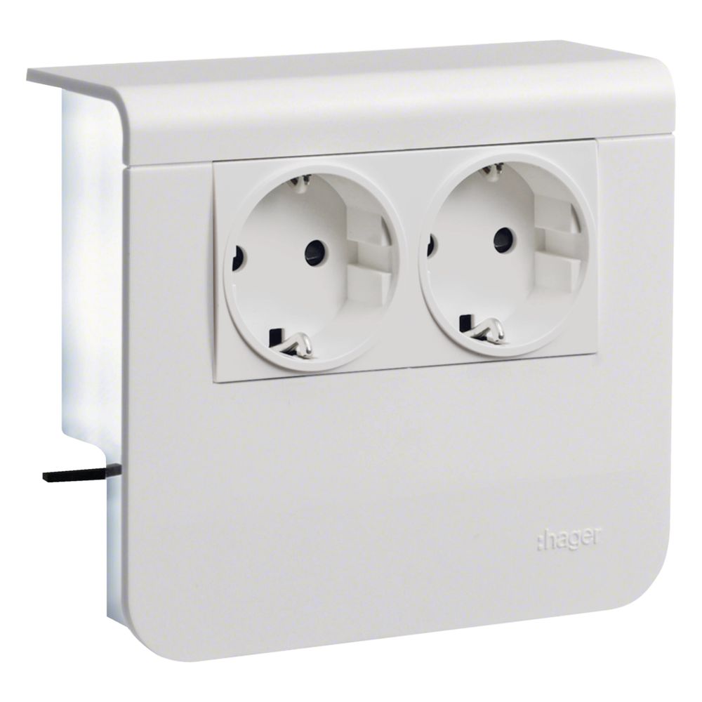 Hager Support d'appareillage 2 prises pré-câblées 20x55 mm blanc trafic