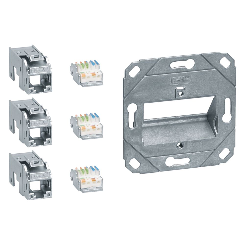 Module de connexion Hager 3x RJ45, Cat.6a, pour plaque centrale UAE 3-fach, hfr