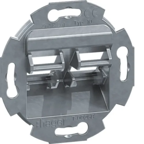 Hager GZDM2 Monture d'encastrement 2 modules RJ45 pour plaque centrale 55 mm