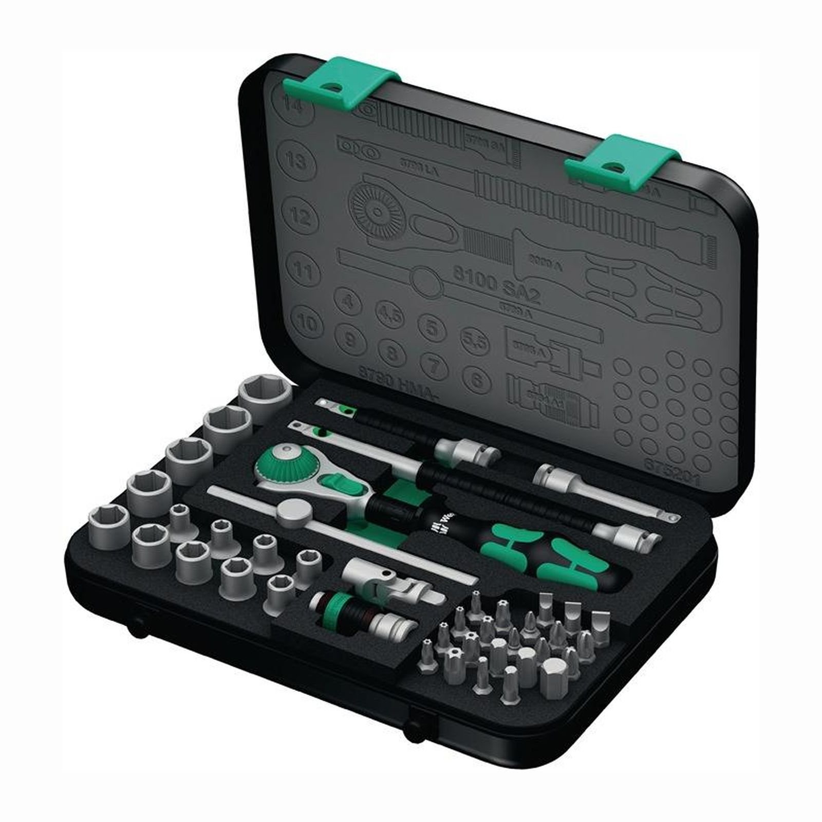 Jeu de clés à cliquet Wera 8100 SA 2 Zyklop Speed - entraînement 1/4", métrique, 42 pièces