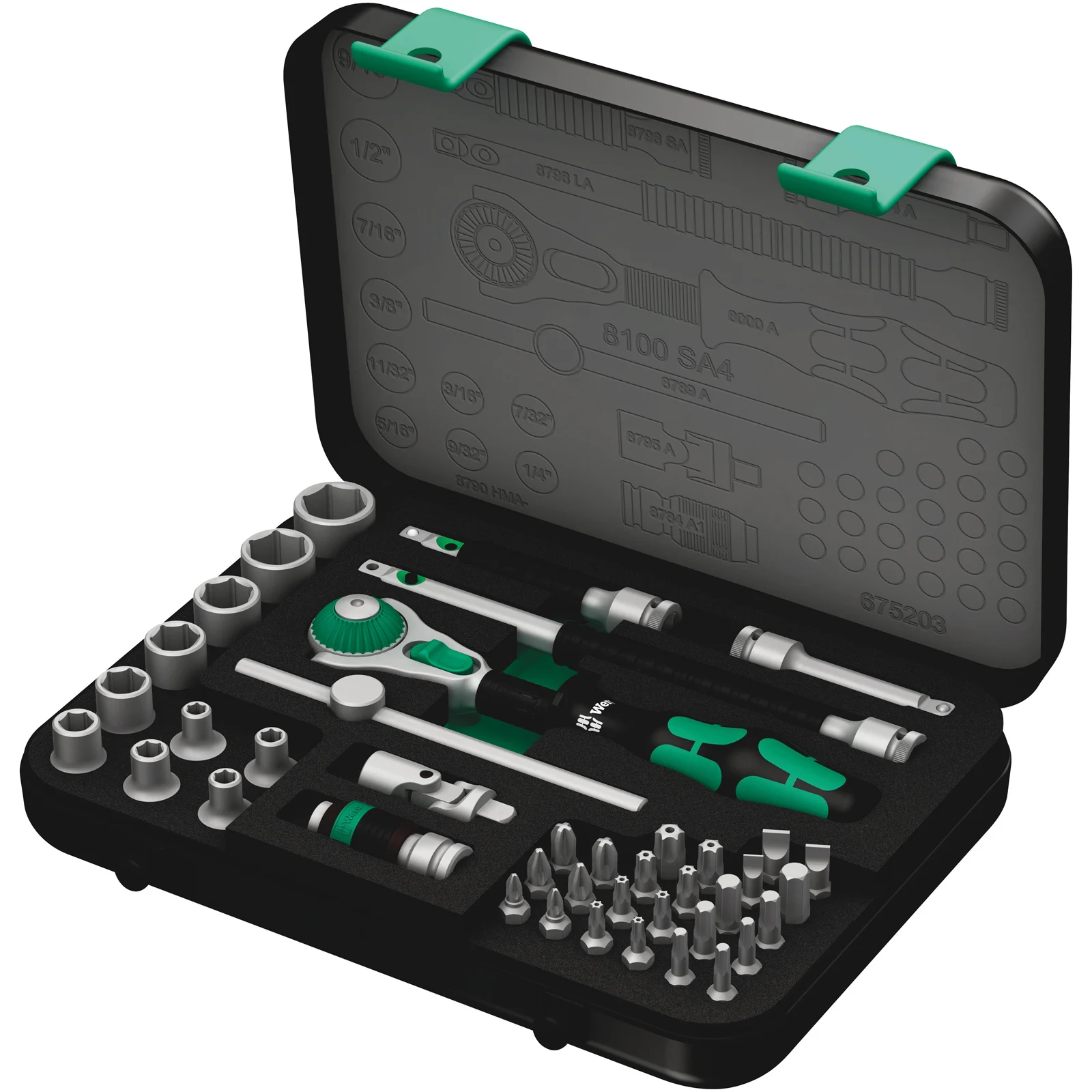 Jeu de clés à cliquet Wera 8100 SA 4 Zyklop Speed, entraînement 1/4", 41 pièces