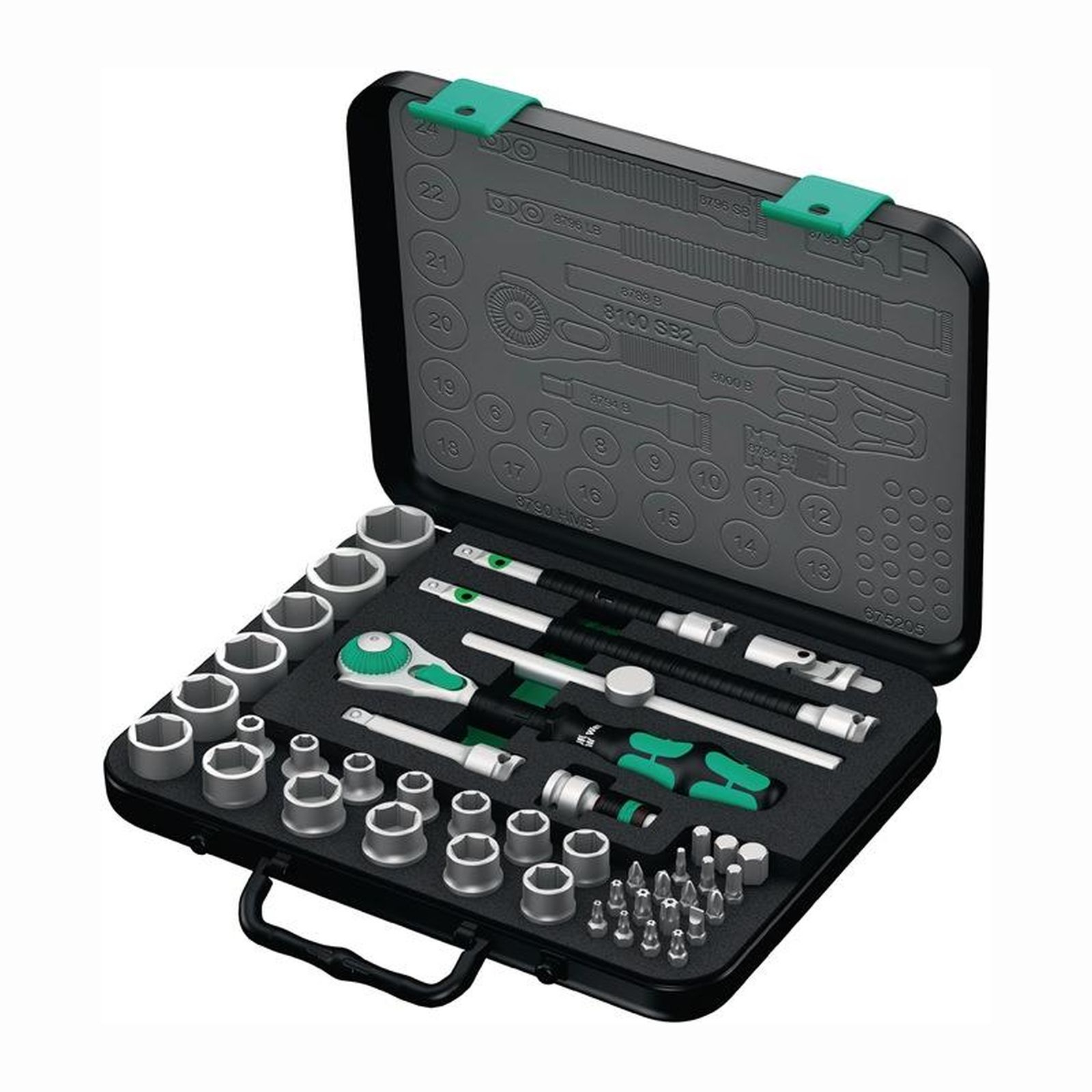Jeu de clés à cliquet Wera 8100 SB 2 Zyklop Speed, entraînement 3/8", métrique, 43 pièces