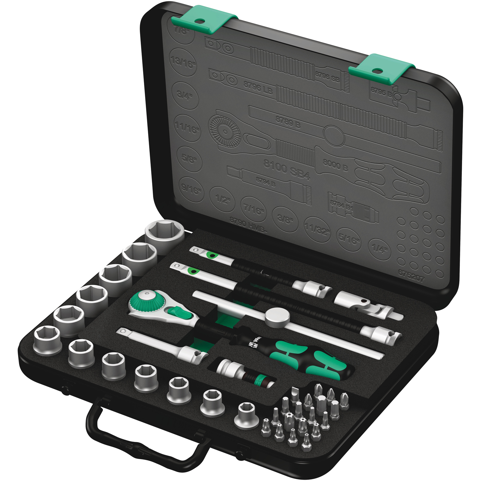 Jeu de clés à cliquet Wera 8100 SB 4 Zyklop Speed, entraînement 3/8", 38 pièces