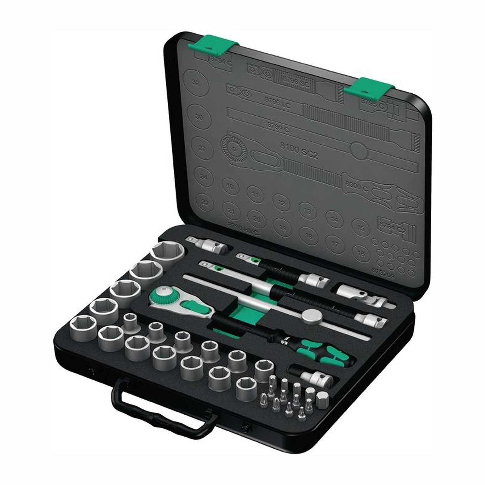 Jeu de cliquets Zyklop Speed 8100 SC 2 de Wera, entraînement 1/2", métrique, 37 pièces