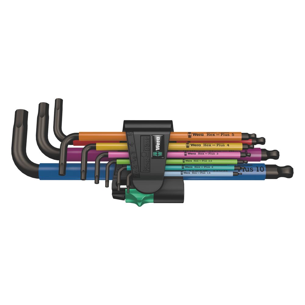 Wera 950/9 Jeu de clés à douille Hex-Plus Multicolour 1 SB, métrique, BlackLaser, 9 pièces