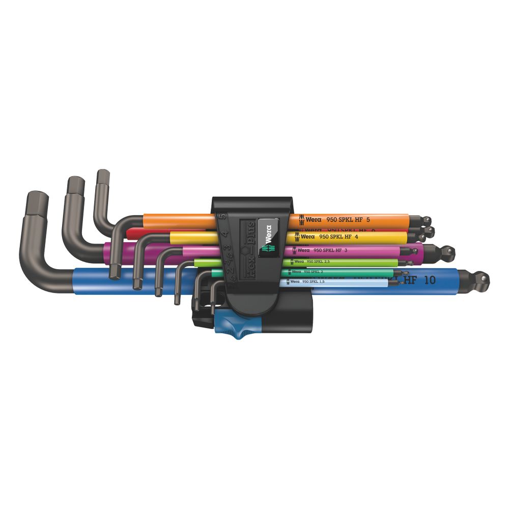 Wera 950/9 Hex-Plus Multicolour HF 1 Jeu de clés coudées métriques, BlackLaser + fonction de maintien 9 pièces