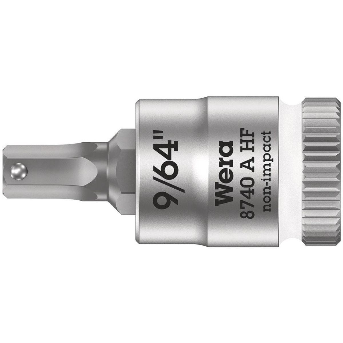 Wera 8740 A HF Hex-Plus 9/64'' x 28 mm Zyklop Bit-Nuss avec entraînement 1/4'' et fonction de maintien