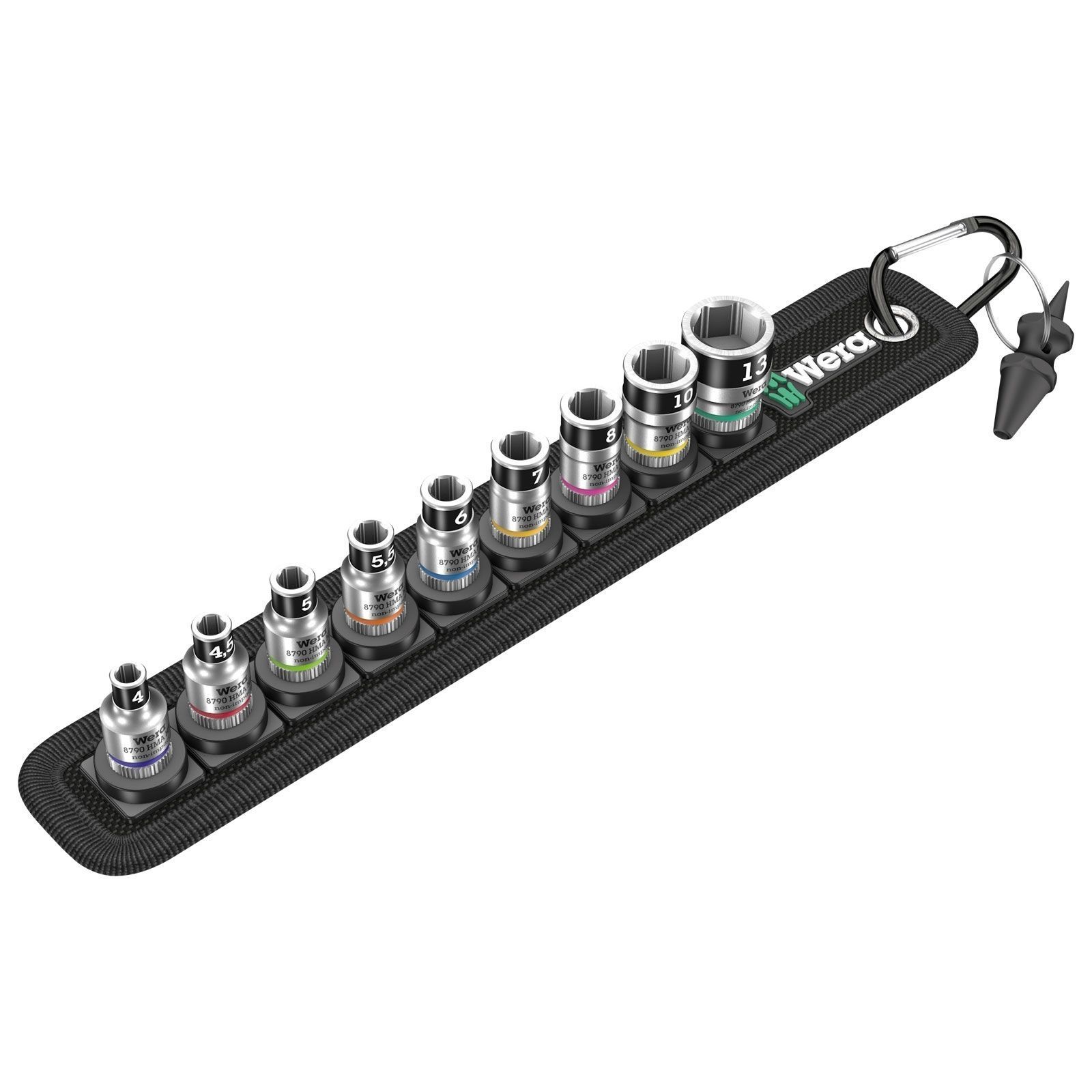 Jeu de douilles Zyklop Belt A 1 de Wera, avec fonction de maintien, entraînement 1/4", 10 pièces