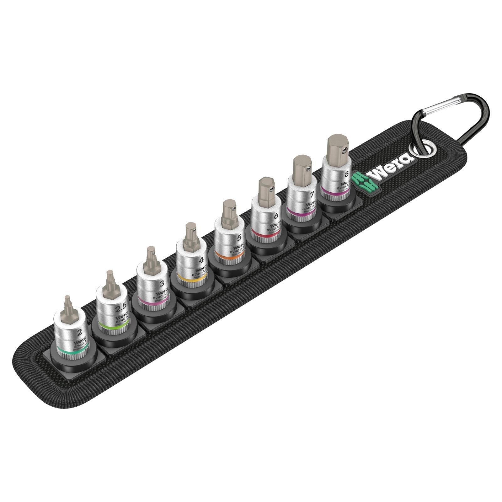 Wera Belt A 2 Zyklop jeu de douilles à cliquet hexagonales, avec fonction de maintien, entraînement 1/4", 8 pièces