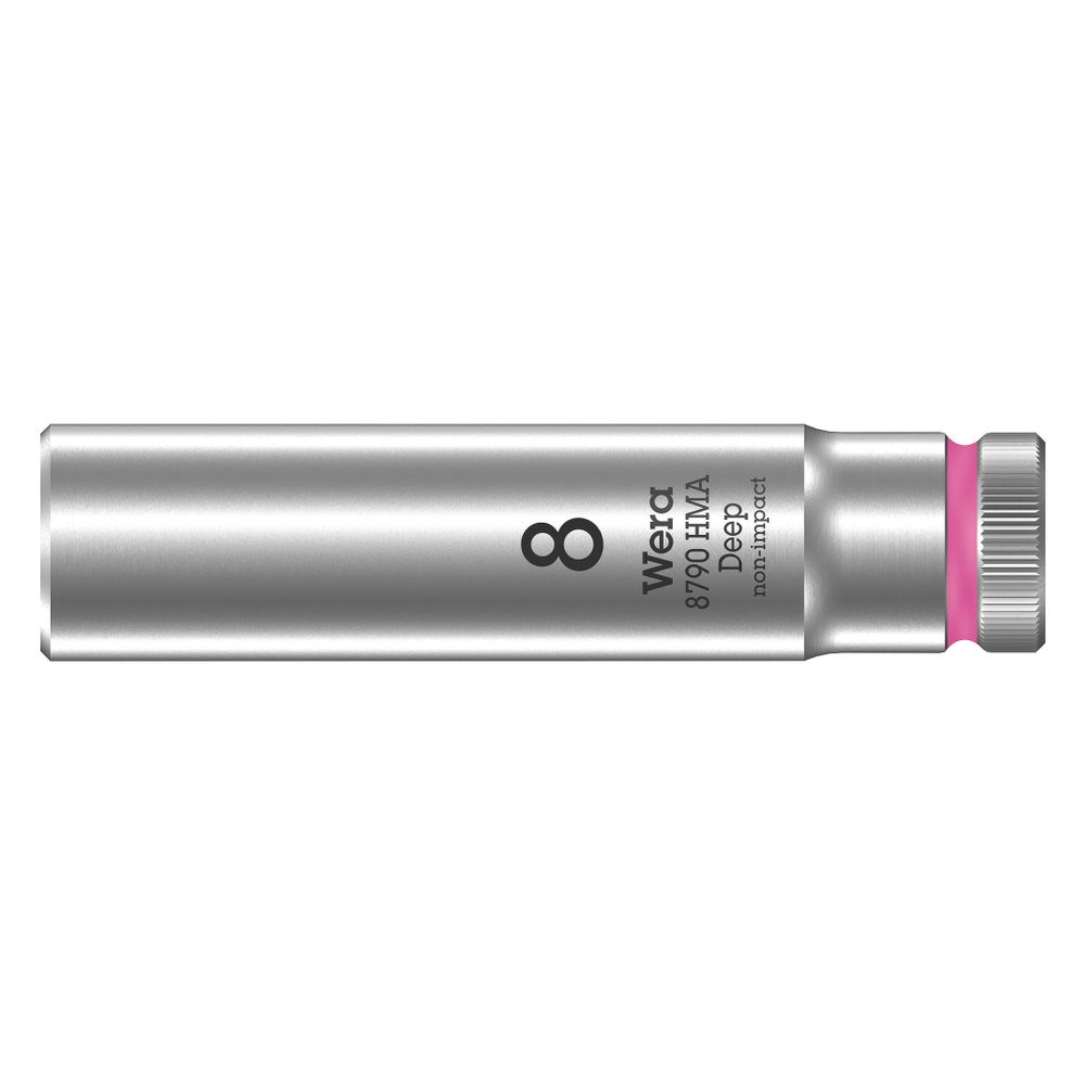 Wera Douille à cliquet profonde 8790 HMA Deep, 1/4", 8 x 50 mm, acier au chrome-vanadium, chromée mate