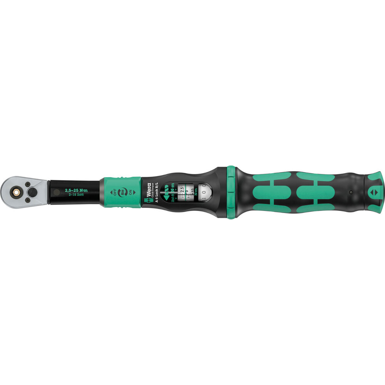 Clé dynamométrique Wera Click-Torque Lock A 6 R/L, 1/4" x 2,5-25 Nm