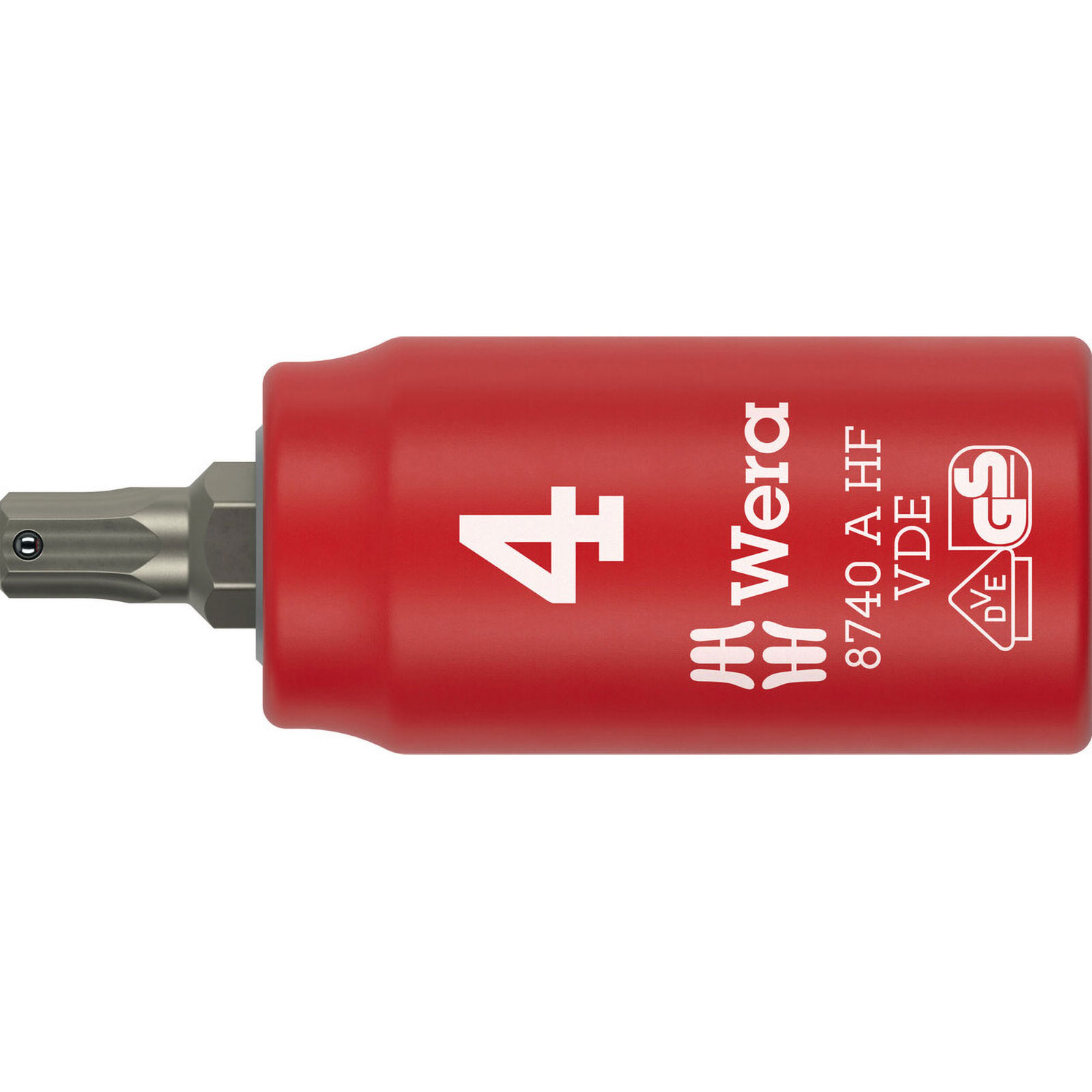 Douille hexagonale Wera 8740 A VDE Zyklop, isolée, avec entraînement 1/4", fonction de maintien pour vis à six pans creux, 4 x 45 mm