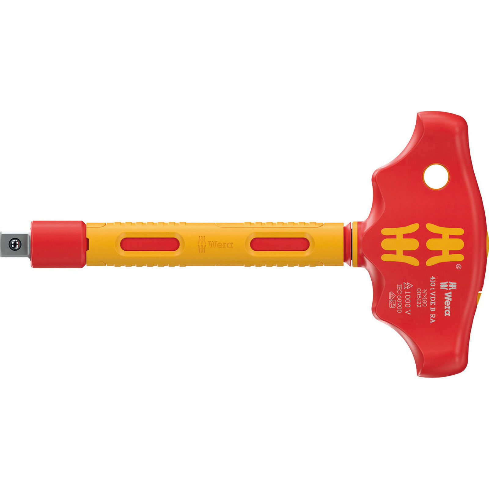 Tournevis adaptateur Wera 410 i VDE B RA à poignée transversale isolé VDE avec cliquet 3/8"