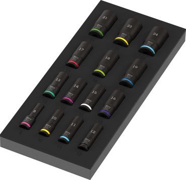 Wera 9728 Insert en mousse Zyklop B 3/8" Impaktor jeu d'inserts à douilles profondes 1
