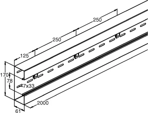 Partie inférieure de goulotte pour appareils Niedax GKU 170A78T60 L