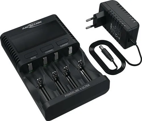 Chargeur universel Ansmann UBC Powerline 4 Ultra avec adaptateur secteur 1,2 V NiMH, Li-Ion 3,6 V