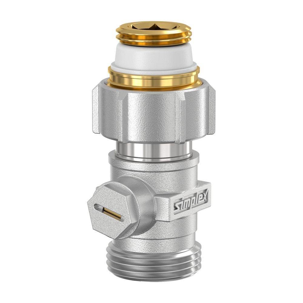 Flamco Exclusiv Robinet à boisseau sphérique droit simple D1/AG, G 3/4" F x G 3/4" M, avec nipple, laiton nickelé