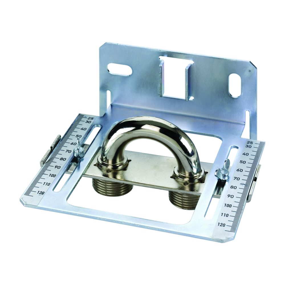 Gabarit de montage Flamco pour robinet de radiateur, entraxe 50 mm, tôle d'acier galvanisée