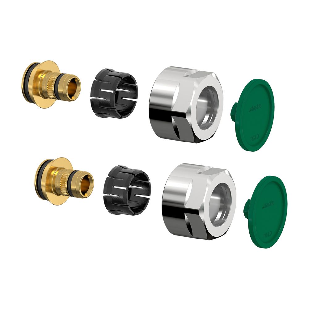 Ensemble de raccords à serrage design Flamco F3, 16x2 mm x G 3/4" IG Eurokonus, laiton chromé brillant