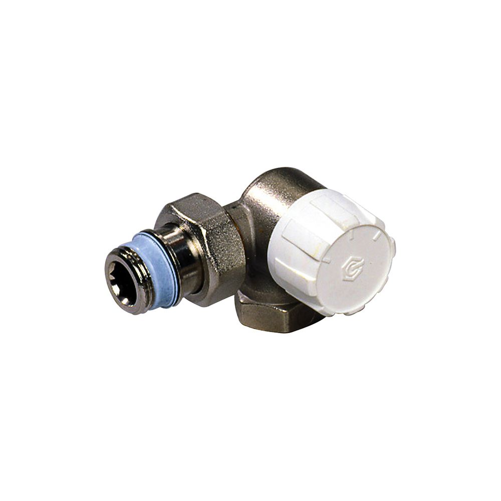 Vanne thermostatique Flamco coudée à droite, DN 15, avec préréglage, Rp 1/2" x G 1/2" AG, M30x1,5