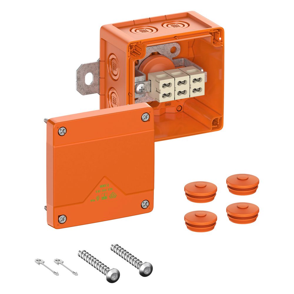 Boîte de dérivation électrique Spelsberg WKE 2 Duo 3x4 mm², 100x100x70 mm, IP66, E90, orange
