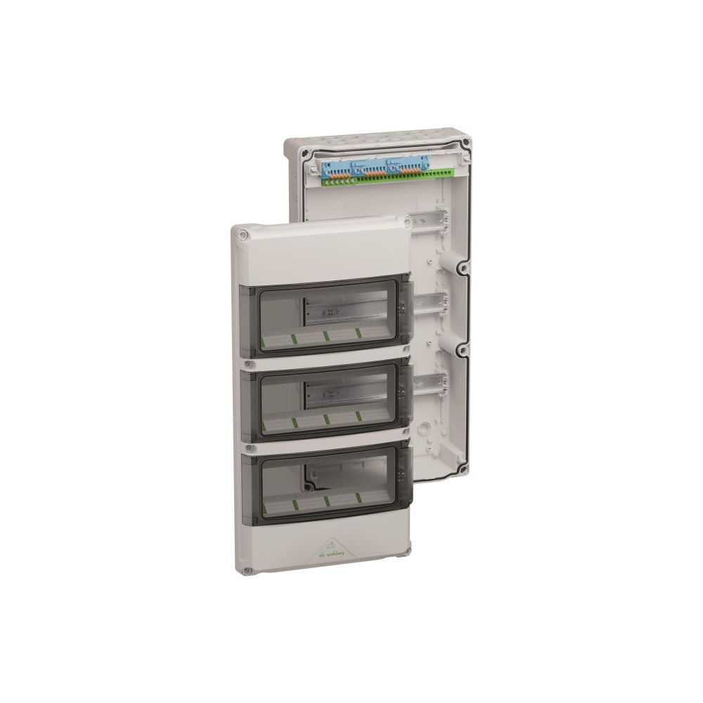 Petit coffret de distribution Spelsberg AK 36, 3 rangées 36 unités, IP65, plastique, gris (RAL 7035), 73443601