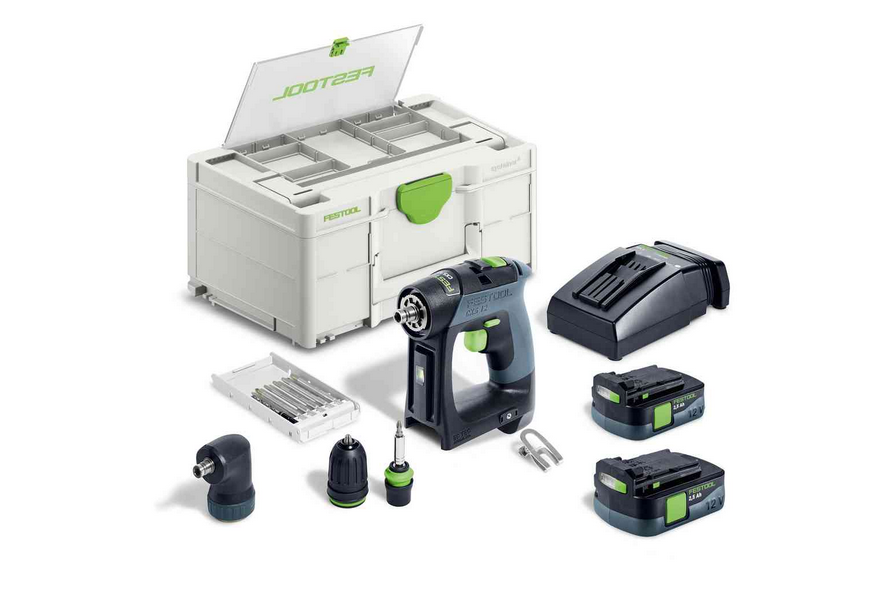 Ensemble perceuse-visseuse sans fil Festool CXS 12 2,5, 2x 2,5 Ah + chargeur + accessoires