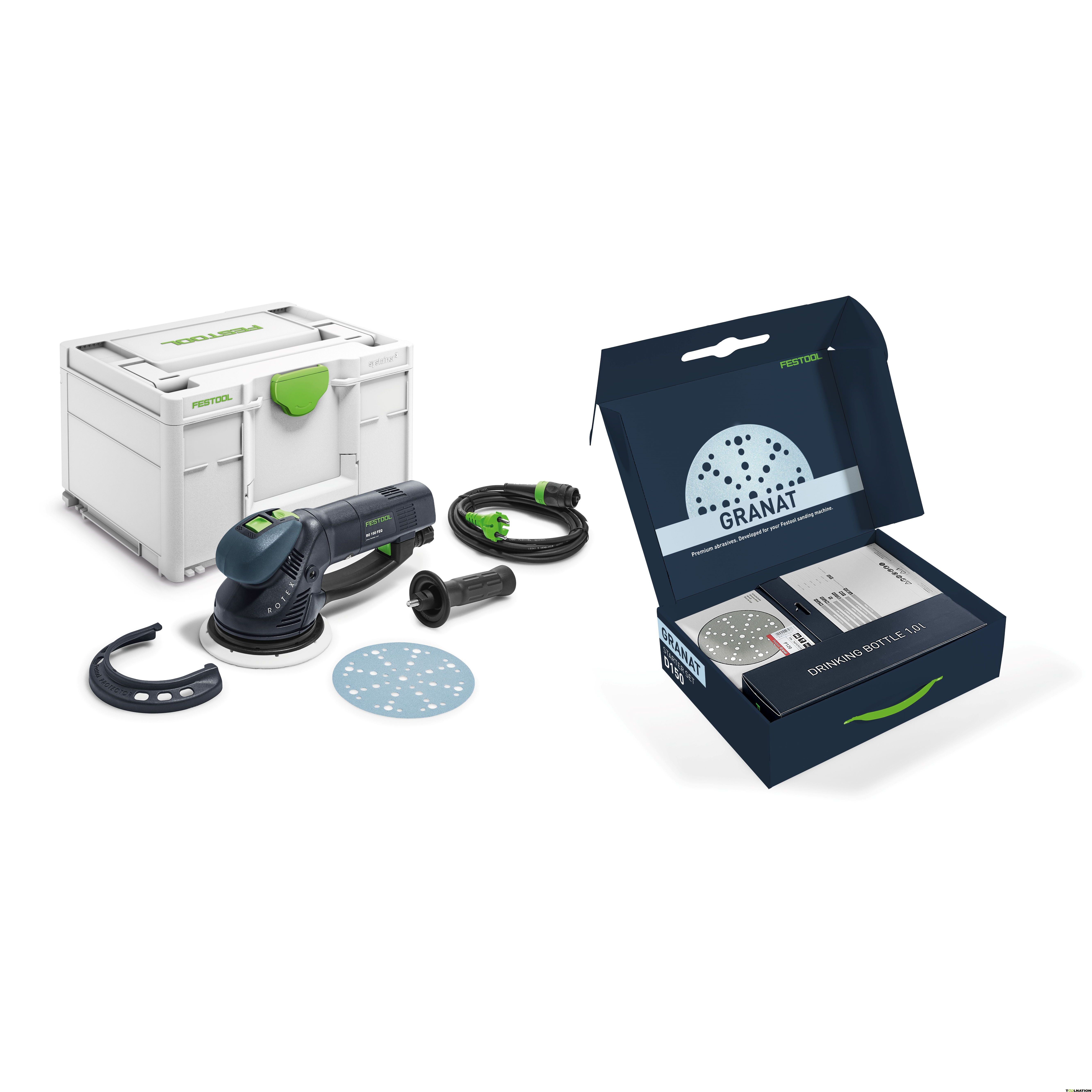Set de ponceuse excentrique à engrenage Festool RO150 FEQ GR-Set P