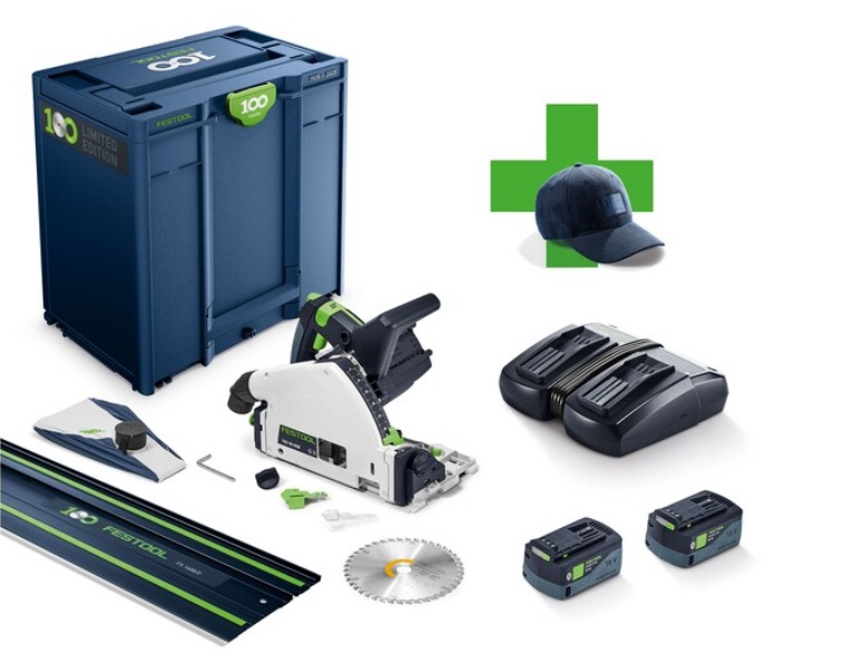 Festool Scie plongeante sur batterie TSC55KEBI-Plus/XL-FS Édition limitée "LE" incl. 100 ans Cap GC-Ft4 100Y
