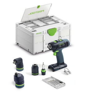 Set perceuse-visseuse sans fil Festool T18+3 Basic avec 4 accessoires et accessoires, sans batterie ni chargeur dans Systainer