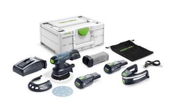 Ponceuse excentrique Festool ETSC 125 3,0 I-Plus avec 2 batteries 3,0 Ah et chargeur dans Systainer