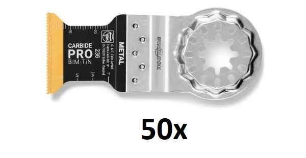 Fein E-Cut Carbide Pro, longueur 40 mm, largeur 32 mm, UE 50 pièces, fixation SL — lot de 50 pièces