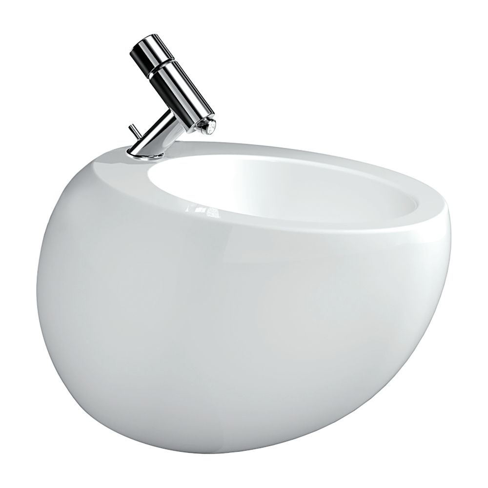 Bidet mural Laufen Il Bagno Alessi 390x585x355 mm, avec 1 trou de robinet, 2 trous latéraux, avec trop-plein intégré, LCC Blanc