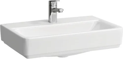 Lave-mains sur meuble LAUFEN PRO S 550 x 380 mm, compact avec trop-plein, version 1 trou pour robinetterie blanc LAUFEN