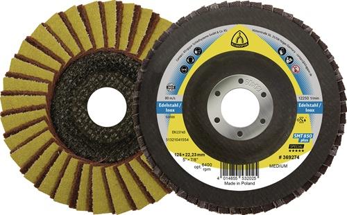 Disque à lamelles KLINGSPOR SMT 850 Kombi Ø 125 mm grain 80 conique INOX zircone-corindon - 312560 — lot de 5 pièces