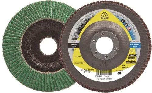 Disque à lamelles Klingspor SMT 976 D.125mm K.80mm convexe 6° corindon céramique
