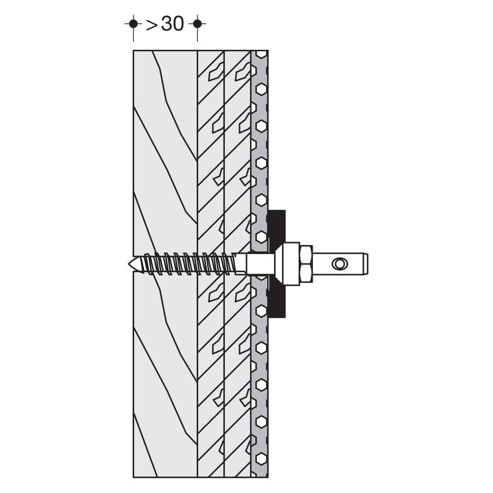 HEWI Soutien dorsal BM 801/805 Classic, 2 points de fixation, Cloison légère/panneaux de particules