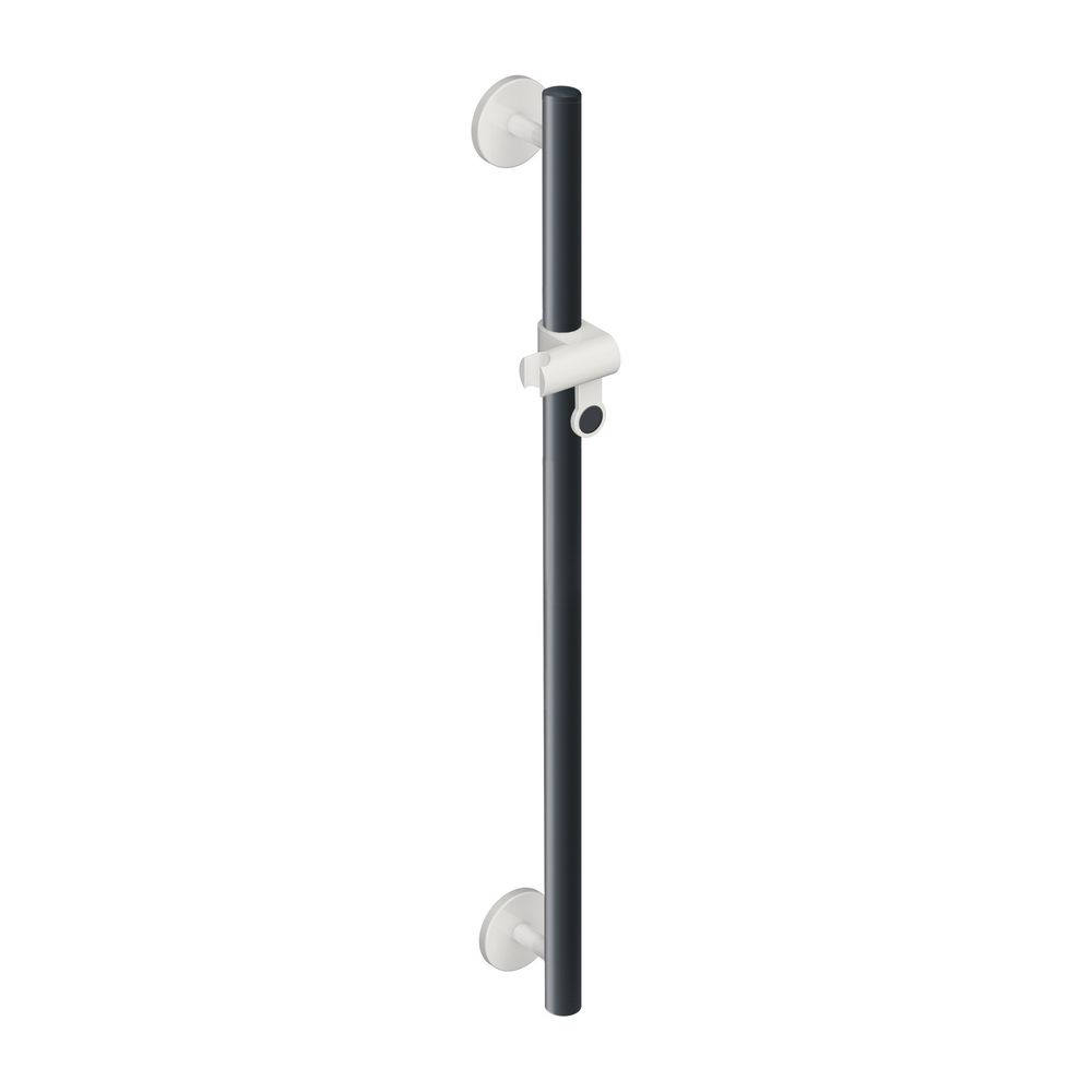 Barre de support de pommeau de douche HEWI Système 800 K 1100 mm, supports et rosace, Signalweiß, tige anthracite, 950.33.12091 92