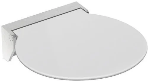 Hewi siège rabattable R 380, L:380, P:407, finition brossée, assise blanc signalétique