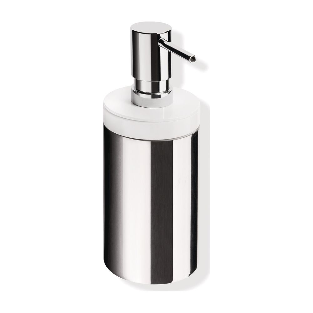 Distributeur de savon HEWI System 162 avec support, support chromé, cuvette en plastique blanc pur, 162.06.11040 99