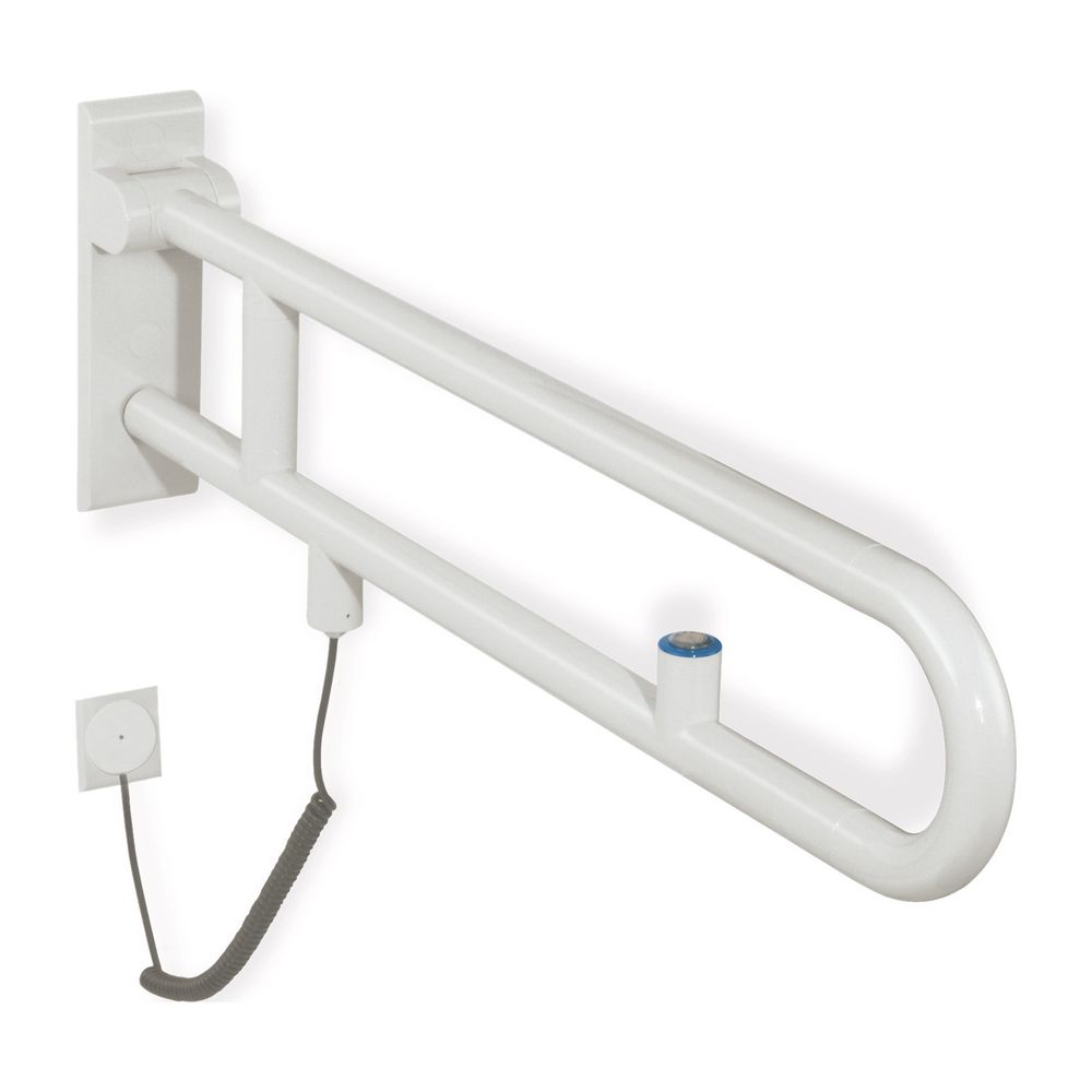 HEWI Poignée rabattable série 801 version E, chasse d'eau WC, L 900 mm, gris clair, 801.50.770 97