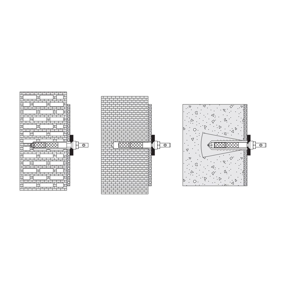 HEWI Support dorsal Série 801/805 Classic, 1 point de fixation pour béton cellulaire, brique, BM11.2.2